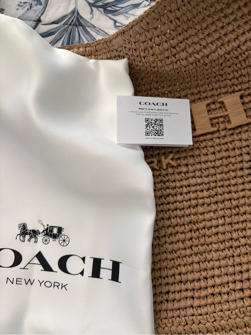 Coach Woven Straw Tote in Tan - Picture 4 of 6